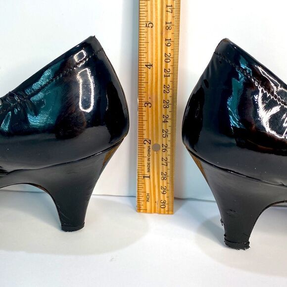 Prada Black Patent Leather Runched Ballet Pump Kitten Heel Size EU 37 - Picture 16 of 17